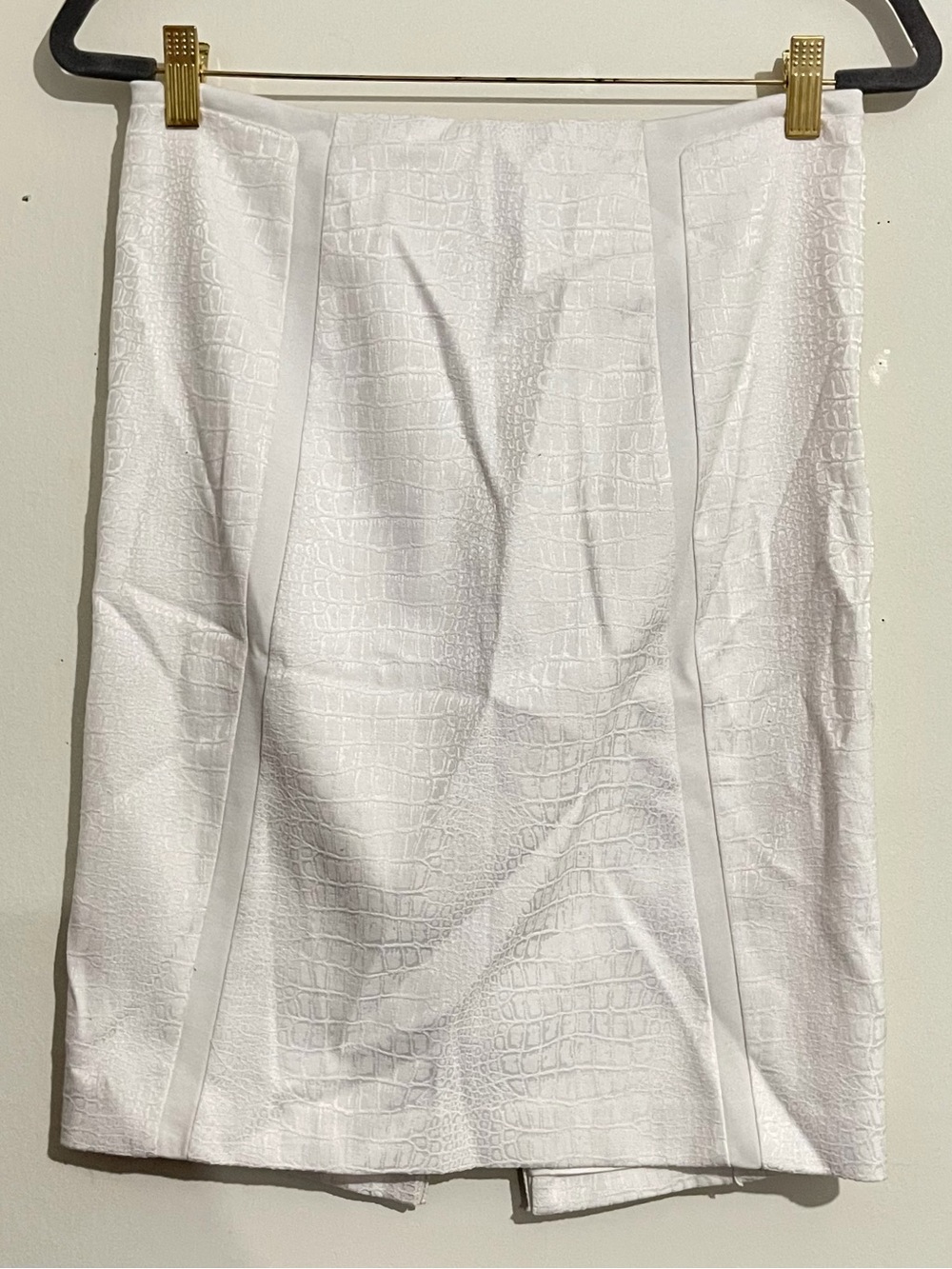 Elie Tahari White Faux Alligator Textured Pencil Skirt Size 4